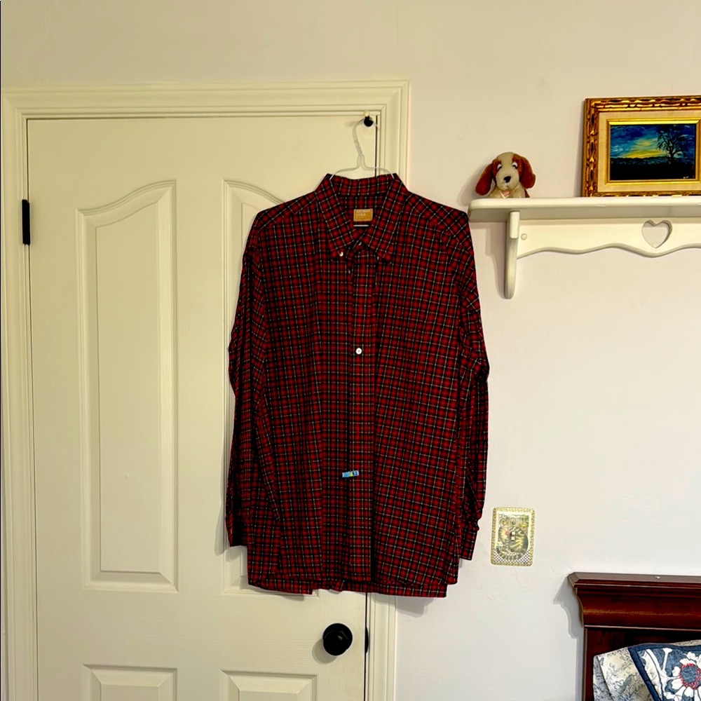 Men's Red Checkered Dress Shirt